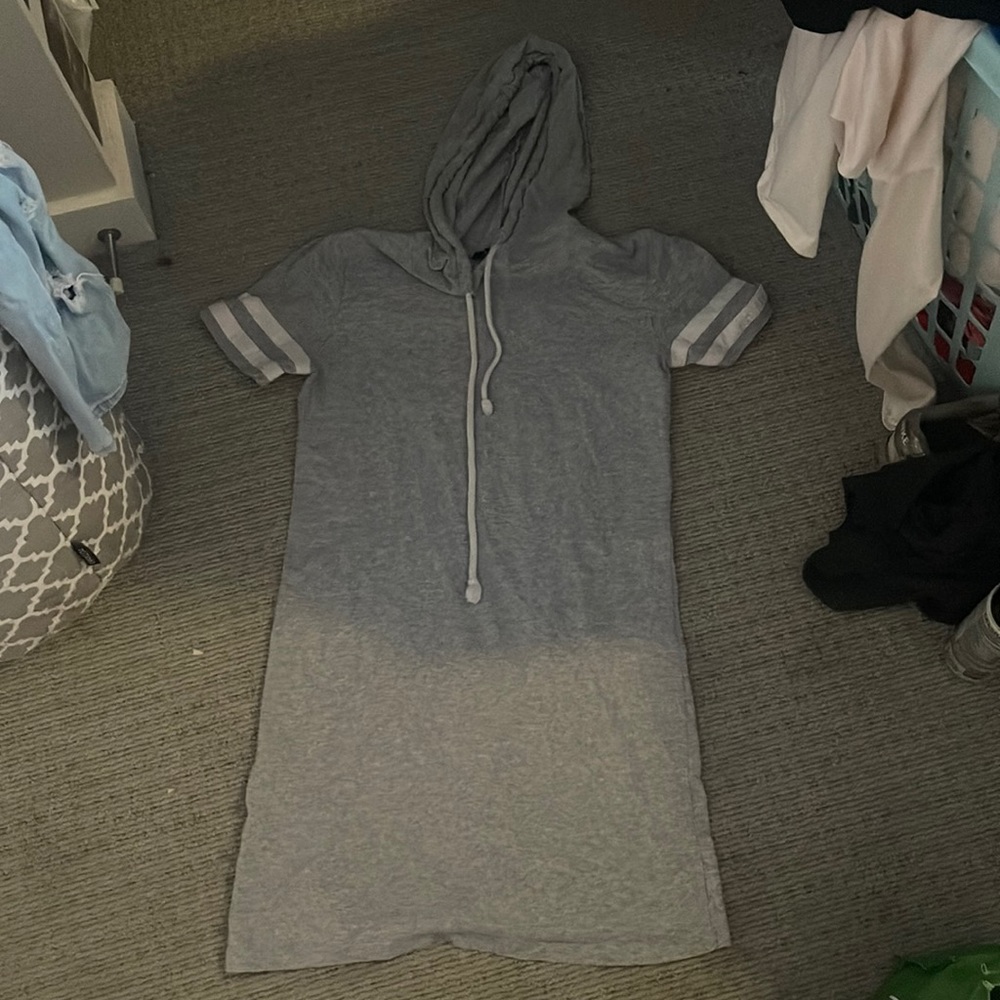 Grey & White Hoodie Dress